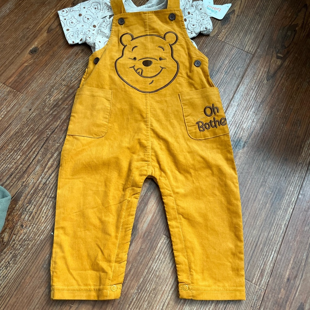 Disney Winnie the Pooh Kids Overalls - Mustard TWIN SETS